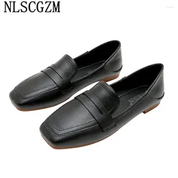 Casual Shoes Oxford For Women Harajuku Leather Slip On Barefoot Loafers Korean Fashion Zapatos Mujer