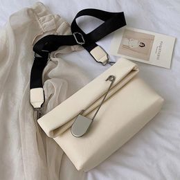 Bag Luxury Women Crossbody Pin Soft Leather Fold Flap Satchel Solid Colour Shoulder Brand Handbags For Messenger Bags