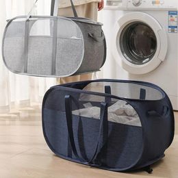 Laundry Bags Collapsible Basket Foldable Up Hamper With Reinforced Carry Handles For Bathroom Dorm Or Travel