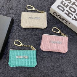 Designer MIUS letter Keychain Brand Key Bag Light Luxury Weaving Texture Zero Wallet Zipper Card Bag Storage Universal keychain wallet