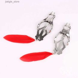 Other Health Beauty Items Flower-Shaped Nipple Clamps With Feather Adjustable SM Nipple Clips Toy For Women And Couples Non-Piercing Breast Jewellery Y240402