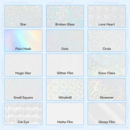 10Sheets Cold Laminating Flim A4 Self-Adhesive Transparent Broken Glass Stars Overlay Laminating Foil DIY Photo Holographic Film