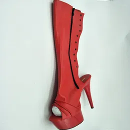 Dance Shoes LAIJIANJINXIA 15CM/6inches PU Upper Sexy Exotic High Heel Platform Party Women Knee Boots Pole B034