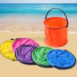 Sand Play Water Fun 12x14cm Collapsible Sand Bucket Portable Garden Tool Bucket Sand Beach Water Fight Activity Game Toy for Family Kids Easy Carry 240402