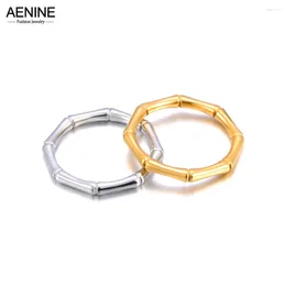 Cluster Rings Trendy Bamboo Stainless Steel Stylish Ring For Women Handmade Cast Metal Texture Waterproof Golden Jewelry Gala AR23077