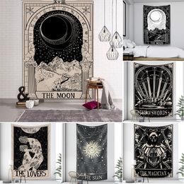 Tarot card psychedelic scene home decoration art tapestry hippie bohemian decoration divination wall hanging sheets 240328