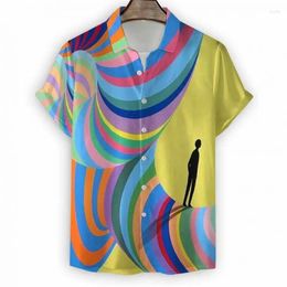 Men's Casual Shirts Fashionable Abstract Art Pattern 3D Printed Short Sleeve Oversized Loose Clothing