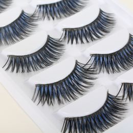 Five pairs of black and blue false eyelashes naturally thick and messy eyelashes smoked makeup color manufacturers supply