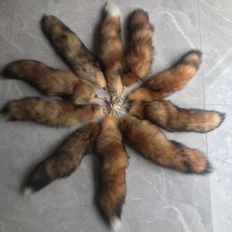 10Pcs/lot-14"/35cm Real Genuine Red Fox Fur Tail Keychain Cosplay Toy Bag Car Phone Pendant Tassels