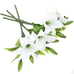 Decorative Flowers 4Pcs Artificial Flower Fake Lily Wedding Centerpiece
