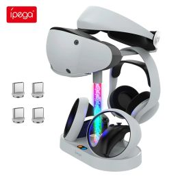 Stands For PS5 VR2 Magnetic Rainbow Charging Dock Station with Colourful RGB Light Playstation 5 VR2 Glasses Headset Stand Charger Base