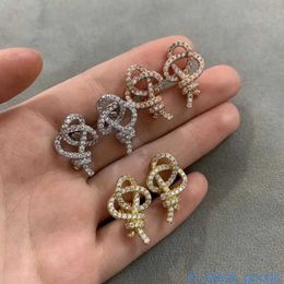 High Edition Original 1to1 Brand Logo Womens Earring Tiffancy S925 Silver v Gold Material Cool Versatile Fashion Personality Classic Diamond Knot Jewelry