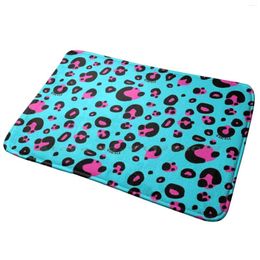 Carpets Pink And Blue Leopard Print Entrance Door Mat Bath Rug Cool Funny Humor Retro Vintage Generation Z Anti-Slip Bedroom