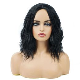 Wigs Black Wavy Short Synthetic Natural Wigs Silky Strands Afro African American High Temperature Fiber Women Wig