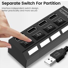 Elough 4/7 Ports USB 2.0 HUB High Speed Multi USB Splitter Hub Use Power Adapter Expander 5Gbps 2.0 USB Hub with Switch for PC
