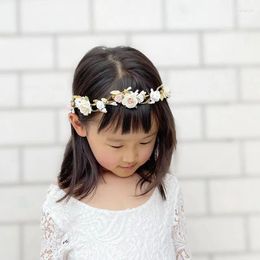 Hair Accessories White Dusty Pink Blush Flower Girl Crown Baby Headband Wedding Bridal