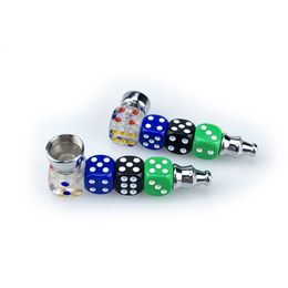 Metal Alloy Dice Pipes creative strip plastic Colorful Designs Filter Silver Screen Spoon Bowl Dry Herb Tobacco Cigarette Holder