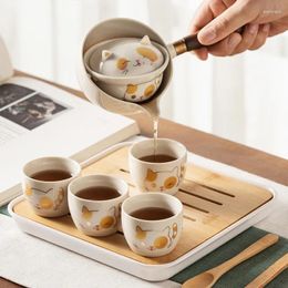 Teaware Sets One Pot Four Cups Well-off Lazy Tea Making Artifact Kungfu Set With Tray Automatic Rotary Ceramic Teapot Filter