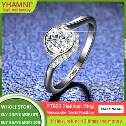 Cluster Rings PT950 Platinum Eternal Wedding Ring With Credentials GRA Round Luxury 1 VVS D Color Diamond Moissanite Engagement