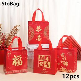 Gift Wrap StoBag Waterproof Bag Takeaway Bags Year Text Tote Pouch Wholesale Non Woven Shopping Packaging Suppily