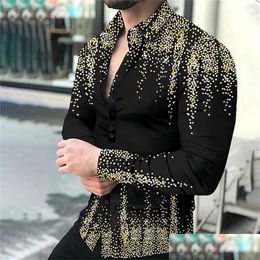 Men'S Casual Shirts Mens Single Breasted Shirt Party Ball Gold Dot 3D Printing Long Sleeves Medication Fashion 2023 Drop Delivery Ap Dhyin