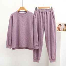 Home Clothing Women Thickened Homewear Sweater Set Pyjamas Suit Autumn/winter Symphony Velvet Round Neck Short Front Long Back Thermal
