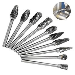 10 Types Tungsten Carbide Burrs Rotary File Hard Alloy Drill Bit Engraving Cutter Carbide Rotary File Wood Stone Carving Tools