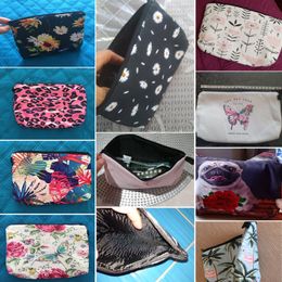 Cute Animal Cat Printed Women's Cosmetic Bag Portable Eco Friendly Makeup Bags Customizable Beach Travel Organiser Toiletry Kit