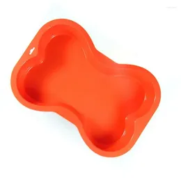 Baking Moulds 1pc Silicone Mold Non-stick Dog Bone Shape Cake Pan For Puppy Birthday Red Color DIY Tool Decorating Tools