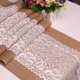 Table Skirt Elegant Jute Runner Burlap Lace Cloth Wedding Party Home Decoration Tablecloth Runners Modern For Dining