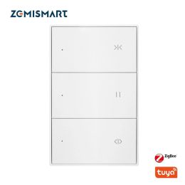 Control Zemismart Zigbee Tuya Smart Curtain Switch for Electric Roller Shade US Shutter Switch with Percentage Control Alexa Google Home