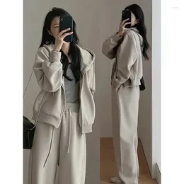 Women's Two Piece Pants Hooded Sweatshirt Wide Leg Sports And Leisure Two-piece Set Spring Autumn Series High-end Feeling