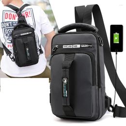 Backpack Men Nylon Rucksack Messenger Bag With USB Inter Male Sling Chest Cross Body Shoulder Bags Knapsack Handbag 4 USES