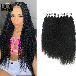 Weave Weave Super Long Water Wave Curly Hair Bundles Black Synthetic Hair Weave 3236inches High Quaility Fiber For Women