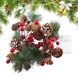 Decorative Flowers Christmas Pine Cone Lights Artificial Wreath Garland Light With 20 LED Party Wall Door Stairs Balcony Garden