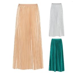 Skirts Spring Autumn Women Pleated Maxi Skirt Elegant Black Green Islamic Lady Vintage Bottoms Outfit Jupe Longues Femmes Musulmane