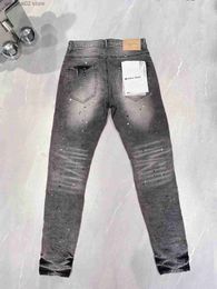 Men's Jeans Purple Brand Denim Jeans Mens Distressed Strtwear Fashion Slim Paint Graffiti Damaged Ripped Hip Hop Jean Pants T240402