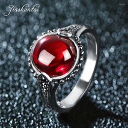 Cluster Rings JIASHUNTAI Retro 925 Sterling Silver Round Vintage Thai Red Blue Stone Jewellery For Women The Sun Of