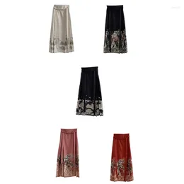 Skirts Traditional Chinese Skirt With Print Horse-face Elegant Women Dress Drop