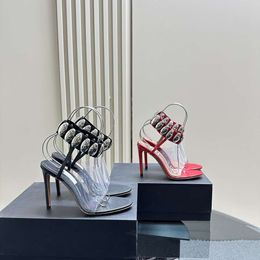 Elegant and Sophisticated Metal Decoration, Thin High Heels, New Summer Style, Sexy One Line with Open Toe Roman Sandals for Women
