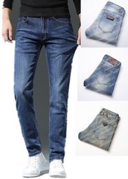 2024 Nova Primavera / Outono Mens Rasgado Lavado Slim Fit Elasticidade Jeans Masculino Patches Retos Negócios Famosos Calças Casuais Clássicas Fashiom Marca Designer Jeans Dfw