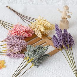 Decorative Flowers Artificial Wheat Bouquet Pastoral Style Fake Simulated Lavender Pography Props Wedding Party Home Decor