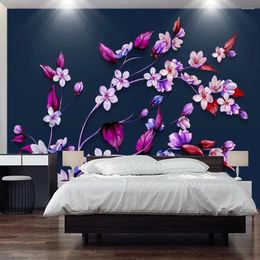 Wallpapers Milofi Custom Large Wallpaper Mural 3D Modern Minimalist Hand Painted Retro Flower Background