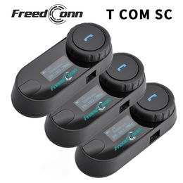 Freedconn Bluetooth Motorcycle Intercom Helmet Headset FM Waterproof Music Sharing Communicator System Conference T Com SC