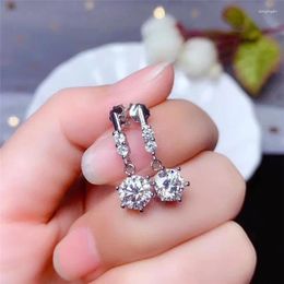 Dangle Earrings Ne'w Delicate Round CZ Pendant For Bridal Wedding Silver Colour Novel Design Modern Women's Jewellery