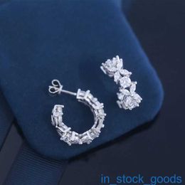 High Edition Original 1to1 Brand Logo Womens Earring Tiffancy Silver Round Diamond Crystal Flower Earrings for Womens Fashion Dainty Jewelry for Women Girls