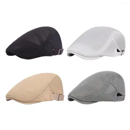 Berets Men's Mesh Flat Cap Sports Hat Forward Visor Sboy Breathable Summer For Golf Driving Outdoor Travel Gardening