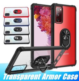 Transparent Armour Shockproof Phone Cases Finger Ring Holder Cover Car Magnetic AntiFall Kickstand Case For Iphone 14 Pro Max 13 M2133241