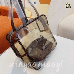 Designer Transparent jelly Bags Carryall 2-pc handbag nf shopping tote women Shoulder Crossbody Show the rich Clear makeup cosmetic Pouch toiletry Wash bags