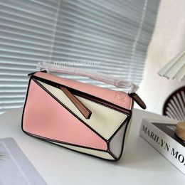 Colours Loe Layer High Bags Bag 2024 Geometric Puzzle Designer Style Girl French Top Loev Fashion Cowhide Spain Mini 20cm Handbag Shoulder Handbag UY1I